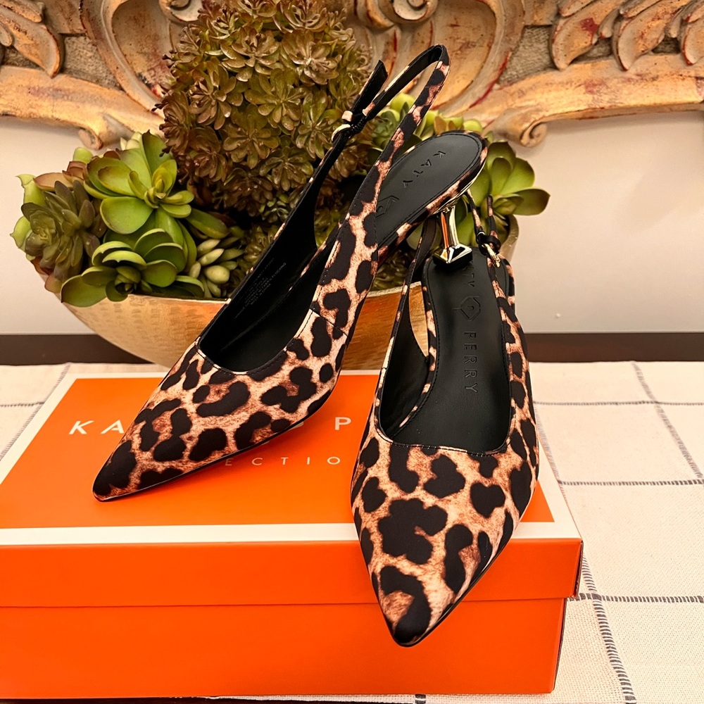 Katy Perry Collections Gorgeous Leopard Print Slingback Kitten Heels Size 8 NIB